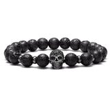 Lavastein Perlen Armband mit Totenkopf Schwarz - FALKENKOENIG SCHMUCK & Piercing Online Shop