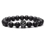 Lavastein Perlen Armband mit Totenkopf Schwarz - FALKENKOENIG SCHMUCK & Piercing Online Shop