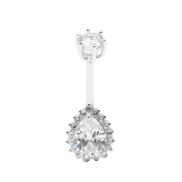 Kristall Tropfen Bauchnabelpiercing Echt Silber 925er - FALKENKOENIG SCHMUCK & Piercing Online Shop