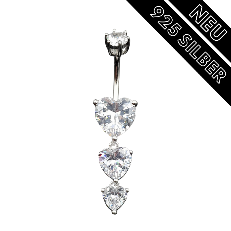 Bauchnabelpiercing Echt Silber 925 mit Kristallen 7-05-020 - FALKENKOENIG SCHMUCK & Piercing Online Shop