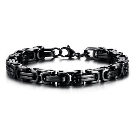 Edelstahl Armband für Herren schwarz mit Karabinerverschluss - FALKENKOENIG SCHMUCK & Piercing Online Shop