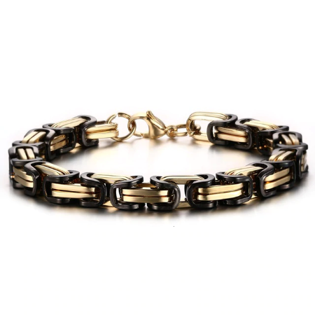 Edelstahl Armband für Herren schwarz & goldfarben mit Karabinerverschluss - FALKENKOENIG SCHMUCK & Piercing Online Shop