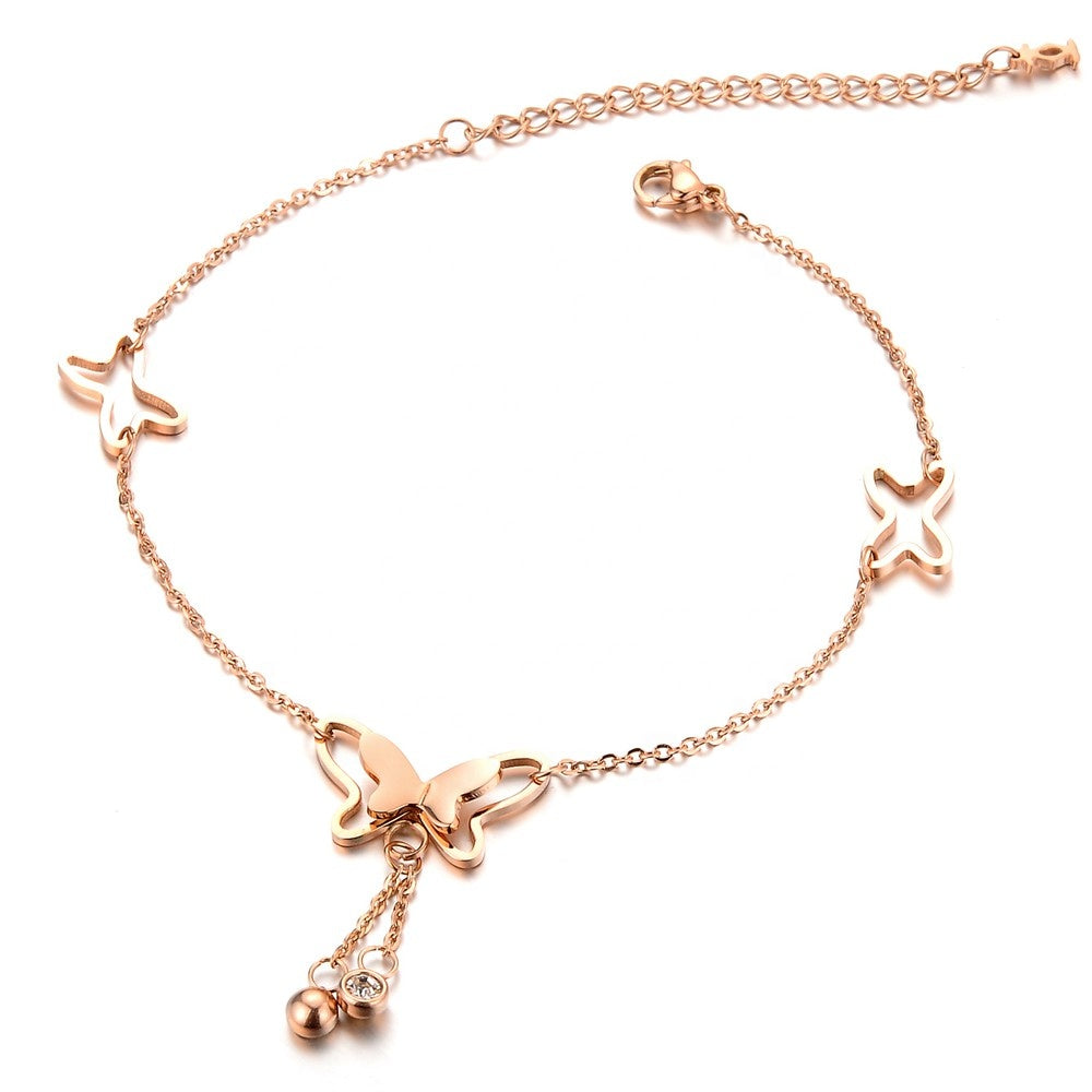 Fusskettchen Edelstahl Rosegold 21 - 27 cm verstellbar - FALKENKOENIG SCHMUCK & Piercing Online Shop