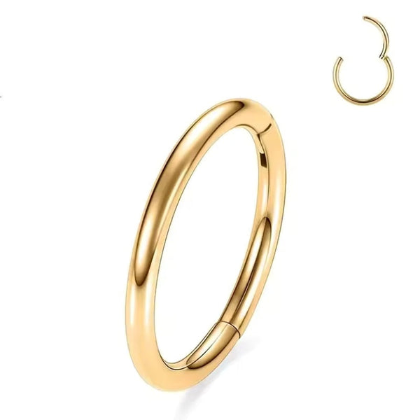 Gold - Septum Clicker aus Titan – vielseitiger, hypoallergener Nasenring für Septum, Helix & Tragus. Leicht, langlebig & komfortabel. ✨🔩