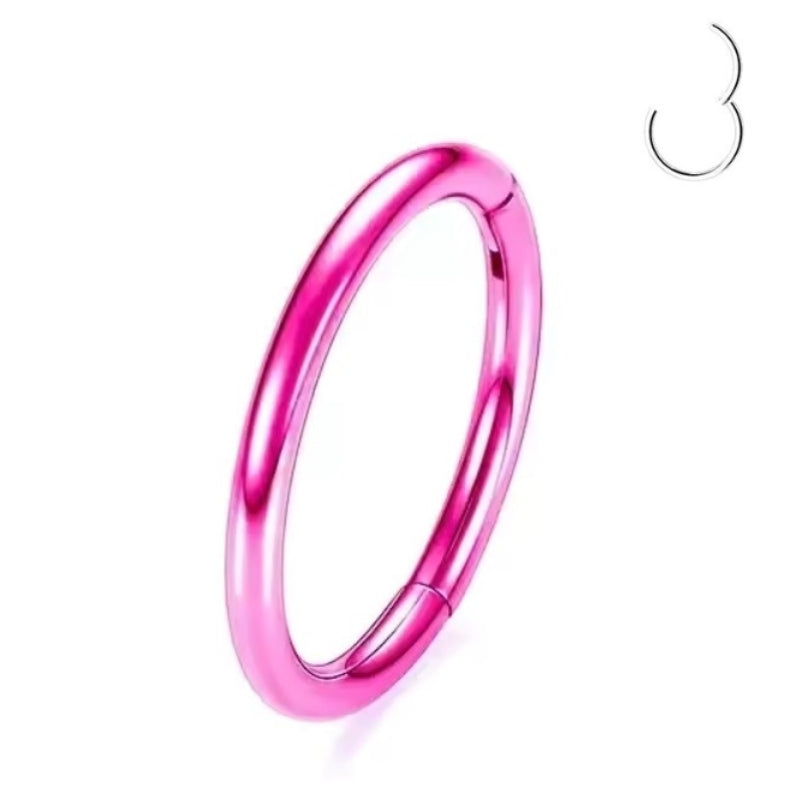 Pink - Septum Clicker aus Titan – vielseitiger, hypoallergener Nasenring für Septum, Helix & Tragus. Leicht, langlebig & komfortabel. ✨🔩