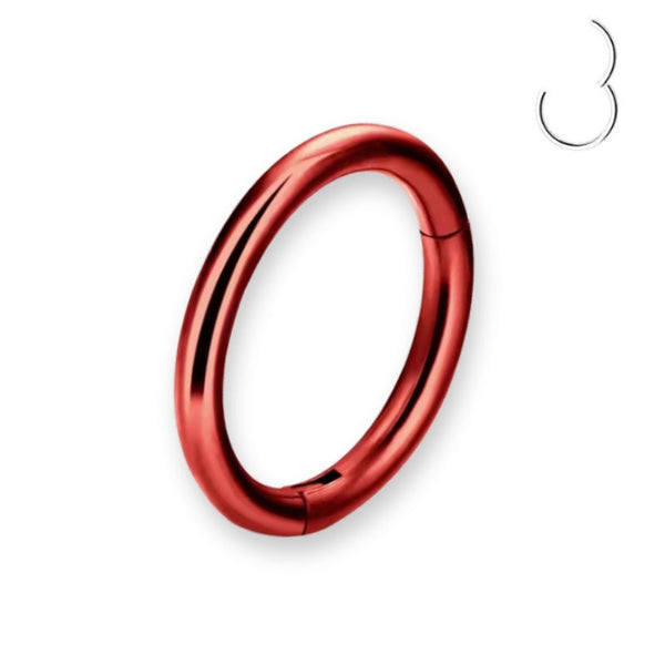 Rot Septum Clicker aus Titan – vielseitiger, hypoallergener Nasenring für Septum, Helix & Tragus. Leicht, langlebig & komfortabel. ✨🔩