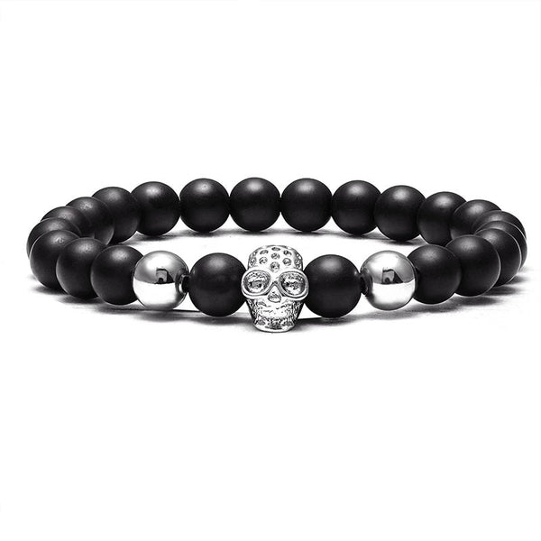 Perlen Armband mit Totenkopf Silber - FALKENKOENIG SCHMUCK & Piercing Online Shop