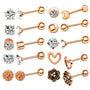 10er Piercing-Set Rosé aus Chirurgenstahl 316L mit Zirkonia in Roségold, Schwarz und Silber - FALKENKOENIG SCHMUCK