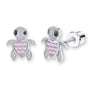 Schildkröten Kinderohrstecker 925er Sterlingsilber rosa Kristalle mit Sicherheitsverschluss Kinderohrringe.