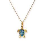 Schildkröten Halskette aus Edelstahl mit Anhänger und Kette, erhältlich in Blau, Grün oder Weiß, wasserfester Damenschmuck.