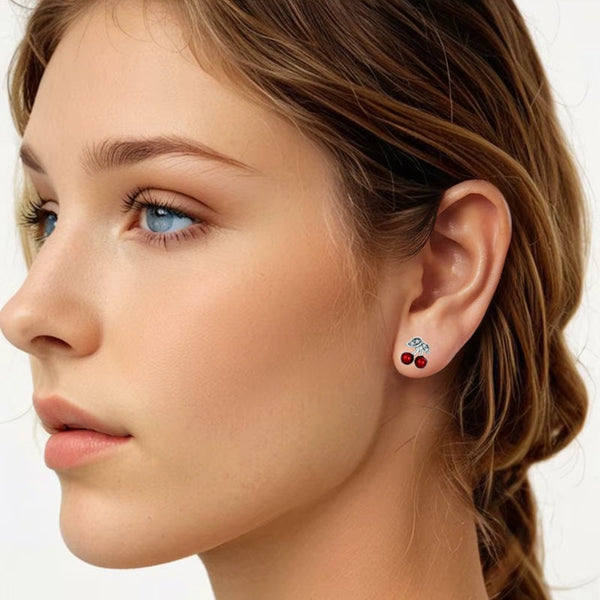 Kirschen Cherry Ohrstecker 925er Silber - FALKENKOENIG SCHMUCK & Piercing Online Shop