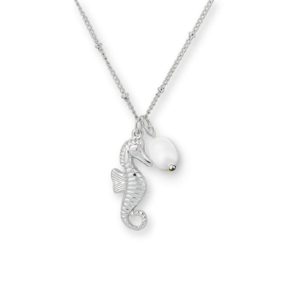 Seepferdchen mit Perle Halskette - 316L Edelstahl