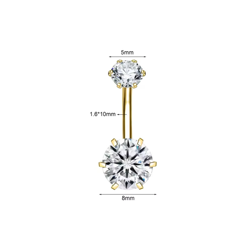 Zirkon Gold Bauchnabelpiercing – Chirurgenstahl 316L