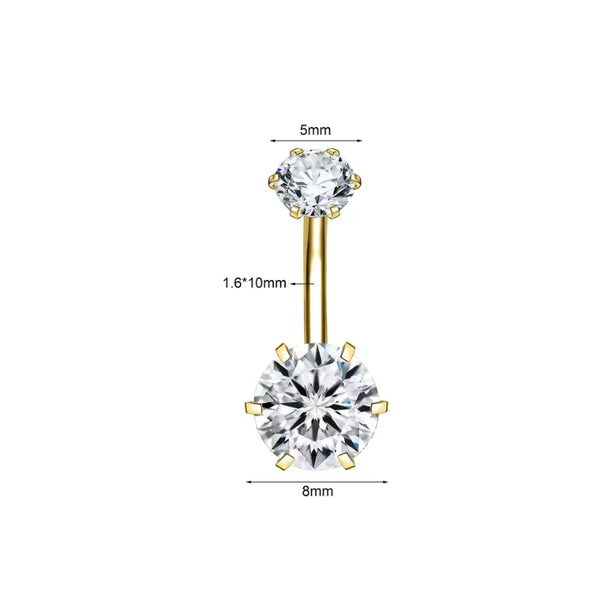 Zirkon Gold Bauchnabelpiercing – Chirurgenstahl 316L