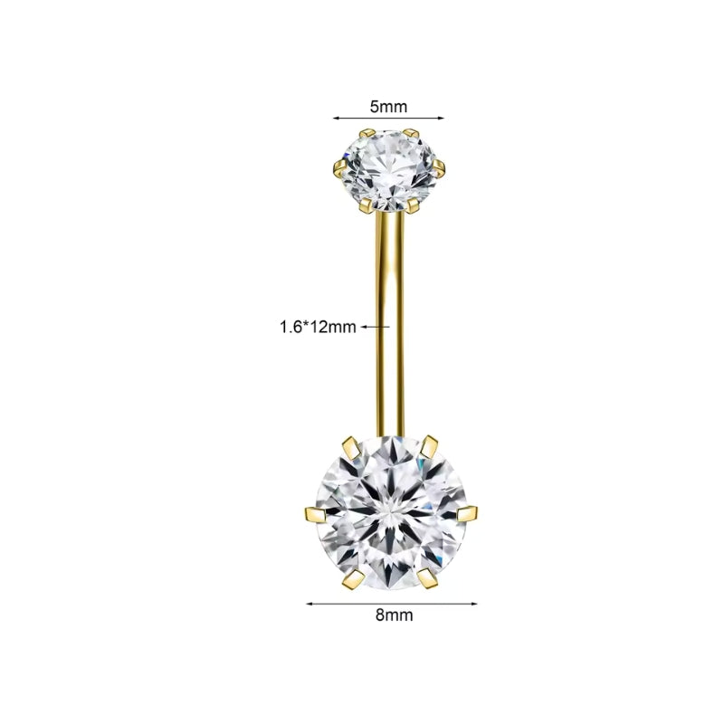Zirkon Gold Bauchnabelpiercing – Chirurgenstahl 316L