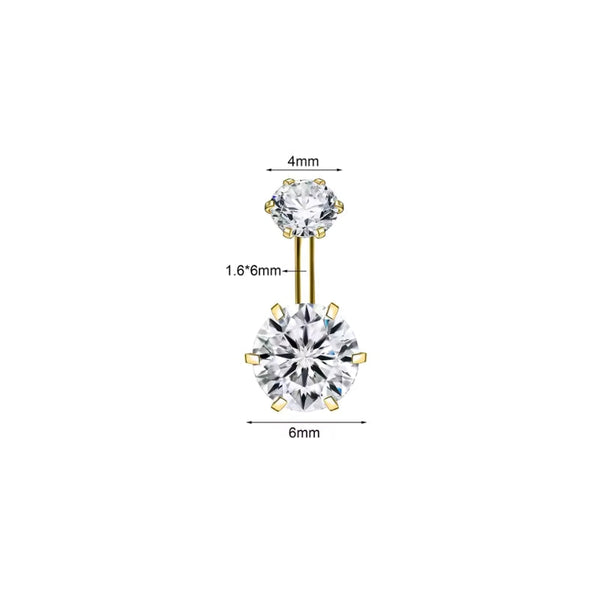 Zirkon Gold Bauchnabelpiercing – Chirurgenstahl 316L