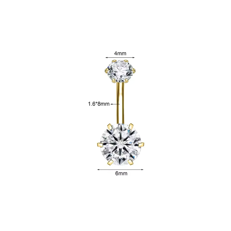 Zirkon Gold Bauchnabelpiercing – Chirurgenstahl 316L