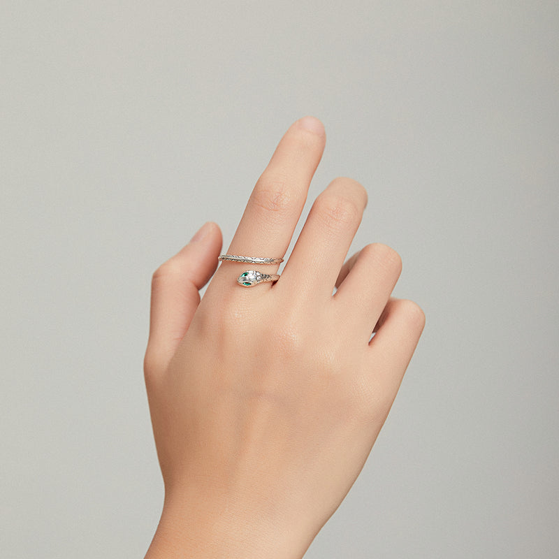 Fingerring Ring Schlange Silber Zirkonia Kristalle - FALKENKOENIG SCHMUCK & Piercing Online Shop