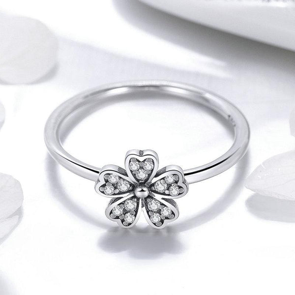 Fingerring Blume Sterling Silber Kristall - FALKENKOENIG SCHMUCK & Piercing Online Shop