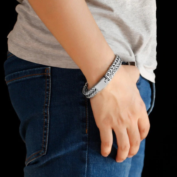 Edelstahl Armband Gewoben Silberfarben - FALKENKOENIG SCHMUCK & Piercing Online Shop