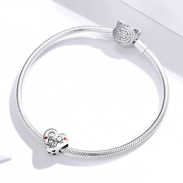 Charm Anhänger Familien Herz Sterling Silber - FALKENKOENIG SCHMUCK & Piercing Online Shop