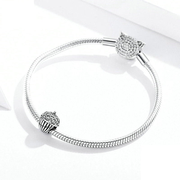 Charm Anhänger Nuss Eichel Sterling Silber Kristall - FALKENKOENIG SCHMUCK & Piercing Online Shop