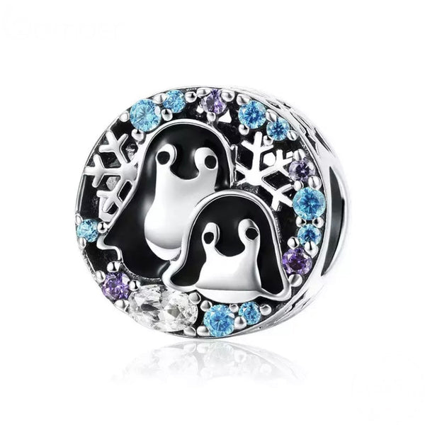 Charm Anhänger Pinguine Sterling Silber Kristall - FALKENKOENIG SCHMUCK & Piercing Online Shop