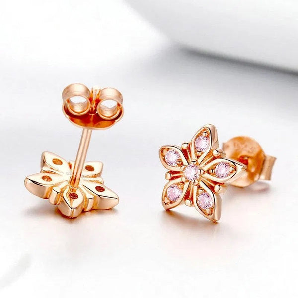Ohrstecker Blume Roségold Kristall - FALKENKOENIG SCHMUCK & Piercing Online Shop