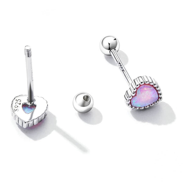 Ohrstecker Opal Herz Sterling Silber - FALKENKOENIG SCHMUCK & Piercing Online Shop