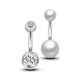 Bauchnabelpiercing Set Silber mit Perle - FALKENKOENIG SCHMUCK & Piercing Online Shop