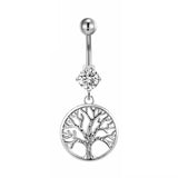 Bauchnabelpiercing Baum des Lebens Titan G23 Silber Kristallen Zirkonia - FALKENKOENIG SCHMUCK & Piercing Online Shop