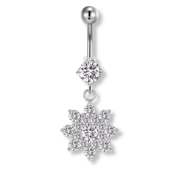 Bauchnabelpiercing Blume Silber Kristallen - FALKENKOENIG SCHMUCK & Piercing Online Shop
