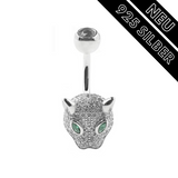 Bauchnabelpiercing Leopard Echt Silber 925 mit Kristallen 7-05-012 - FALKENKOENIG SCHMUCK & Piercing Online Shop