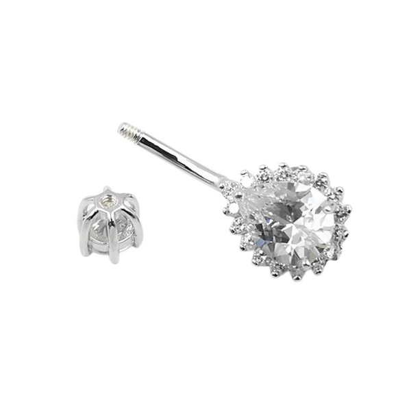 Bauchnabelpiercing Echt Silber 925 mit Kristallen 7-05-017 - FALKENKOENIG SCHMUCK & Piercing Online Shop